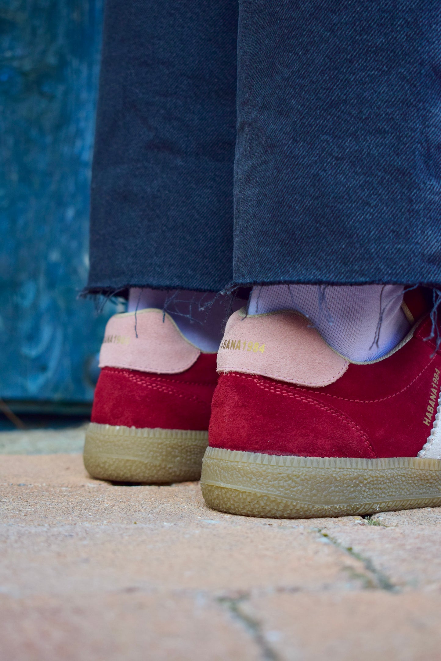 Zapatillas Habana de piel en granate