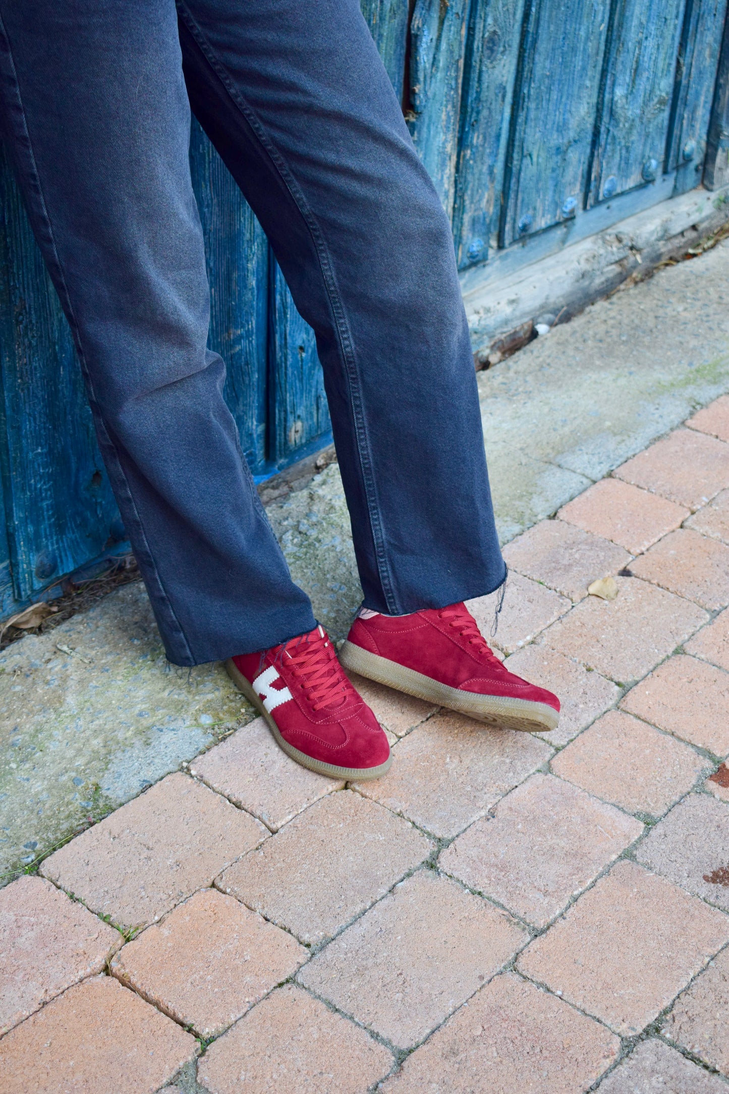 Zapatillas Habana de piel en granate