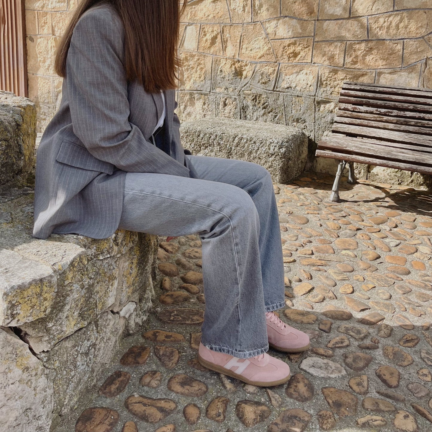 Zapatillas Habana de piel en rosa antique