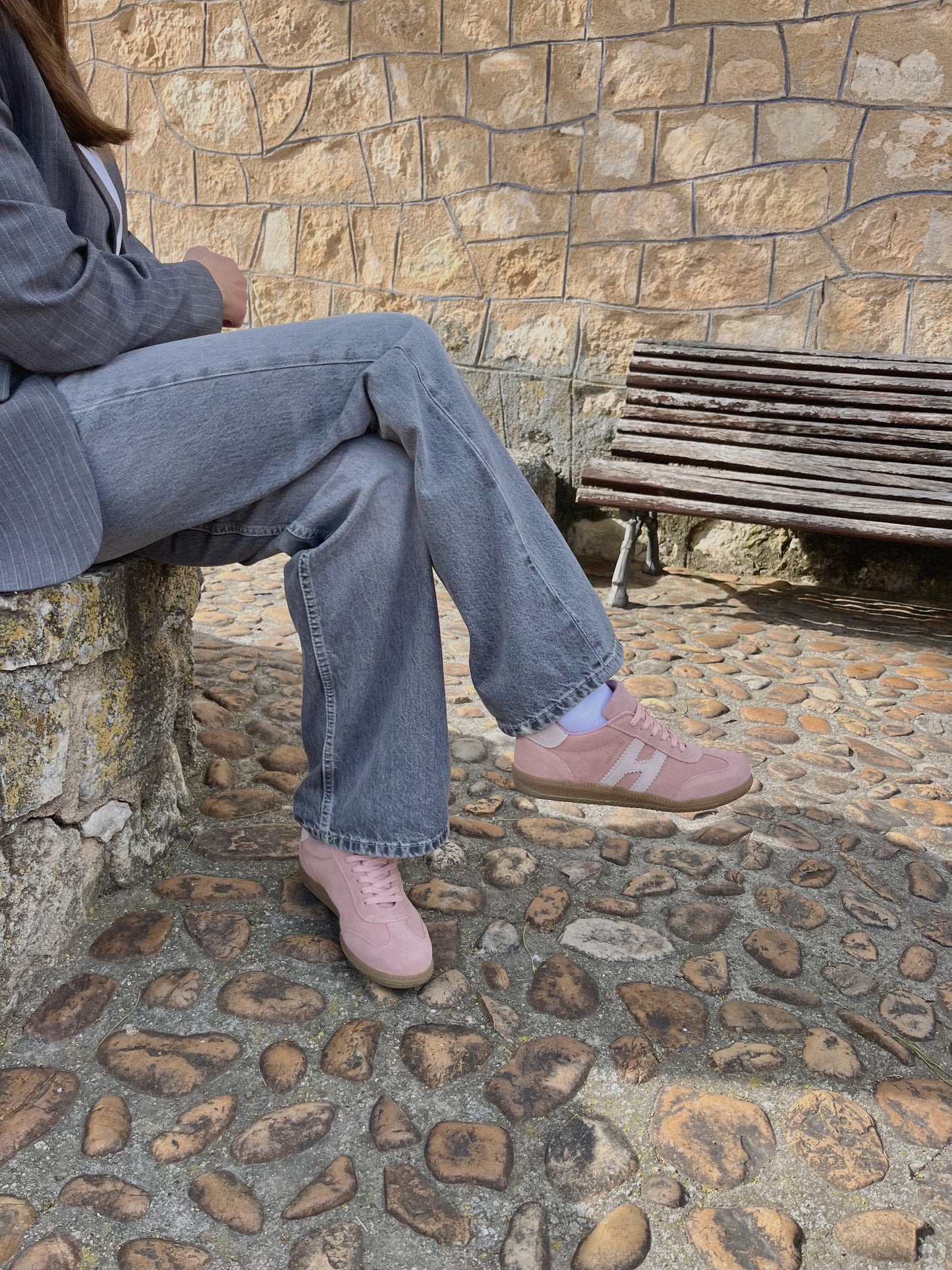 Zapatillas Habana de piel en rosa antique