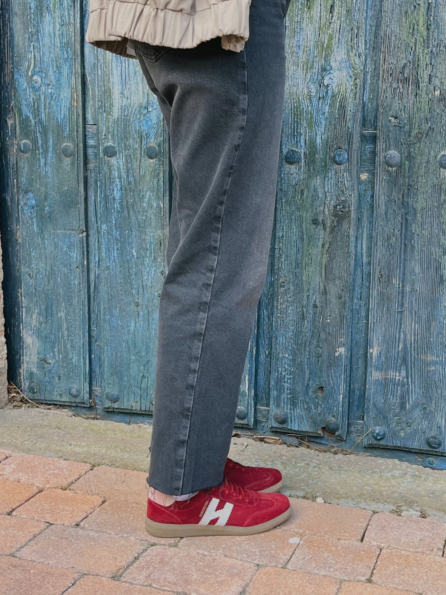 Zapatillas Habana de piel en granate